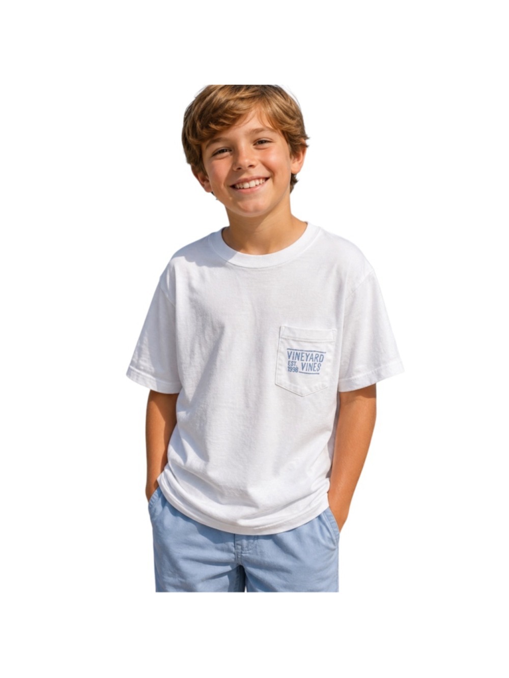 Vineyard Vines Kids White Flamingo Pocket T-Shirt Youth Small 8-10